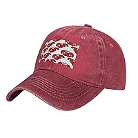 Red Lobster Print Print Unisex Adjustable Baseball Caps Washed Denim Trucker Hat Baseball Low Profile Dad Hat