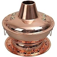 Chinese Copper Hot Pot - Pure Copper Thick Mongolian Cattle Hotpot with Electric Carbon Double Heating Base. Easy to Clean, Perfect for Family Gatherings, Friends, and Parties.Sauce Pot