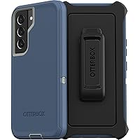 OtterBox Galaxy S22 Defender Series Case - FORT BLUE, rugged & durable, with port protection, includes holster clip kickstand