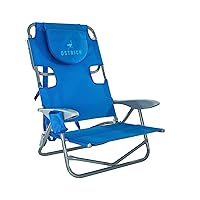 Ostrich On-Your-Back Lightweight Beach Reclining Lounge Lawn Chair with Backpack Straps, Outdoor Furniture for Pool, Camping, Patio, or Backyard, Blue
