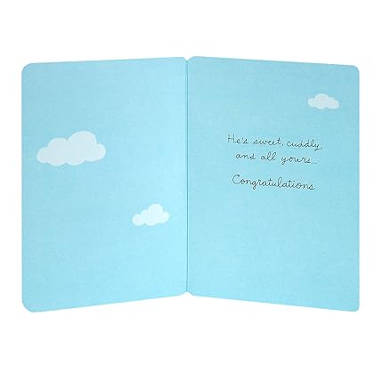 Hallmark Signature Baby Shower Card for Baby Boy (Elephant with Balloon)