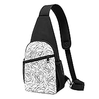 Black Marble Texture Gold Casual Crossbody Chest Bag, Lightweight Shoulder Backpack, Hiking Outdoor Backpacks