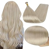 Full Shine I Tips Hair Extensions Platinum Blonde Pre Bonded Hair Extensions Real Human Hair Blonde Straight Cold Fusion Human Hair Extensions I Tip 18inch 0.8g/s 50s/40g
