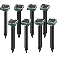 Mole Repellent 8 Pack Ultrasonic Solar Powered Animal Repellent for Outdoor Lawn Garden for Snakes, Moles, Gophers, Groundhogs, Voles and Other Burrowing Rodents