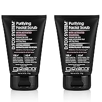 GIOVANNI D:tox System Purifying Facial Scrub - Activated Charcoal, Removes Impurities, Hypoallergenic, Dermatologist Tested, Super Antioxidants Acai & Goji Berry - 4 oz (2 Pack)