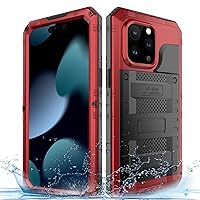 YEXIONGYAN-Full Body Protective Case for iPhone 15/15 Pro/15 Plus/15 Pro Max Heavy Duty Protection with Built-in Screen Protector Waterproof Shockproof Dustproof (15 Plus,Red)