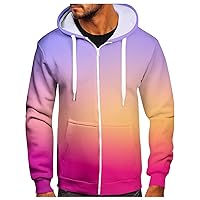 WENKOMG1 Zip Up Hoodies for Men,Spring Fall French Terry Hooded Sweatshirt Long Sleeve Graphic Outerwear Athletic Top