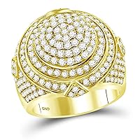 The Diamond Deal 14kt Yellow Gold Mens Round Diamond Concentric Circle Cluster Ring 3-1/3 Cttw