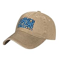 Blue Volleyball Print Unisex Adjustable Baseball Caps Washed Denim Trucker Hat Baseball Low Profile Dad Hat
