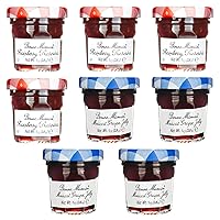 Gift Box of 8 French Gourmet Preserves, 1 oz. Mini Jars (4 Each of Raspberry & Grape)