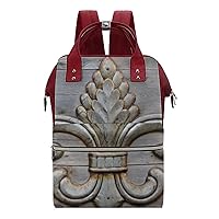 Tin Fleur-de-lis Detail Wide Open Designed Diaper Bag Waterproof Mommy Bag Multi-Function Travel Backpack Tote Bags