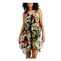 Connected Apparel Womens Black Floral Sleeveless V Neck Above The Knee Party Sheath Dress Petites 10P