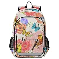 ALAZA Fowers and Birds Watercolor Painting Backpack Cycling, Running, Walking, Jogging
