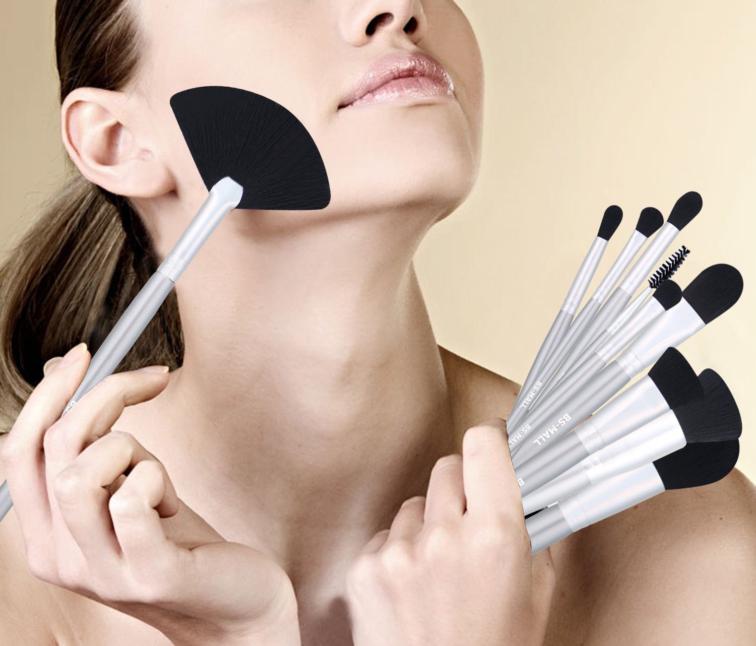 BS-MALL Makeup Brush Set Premium Synthetic Bristles Powder Foundation Blush Contour Concealers Lip Eyeshadow Brushes Kit (14 PCS)