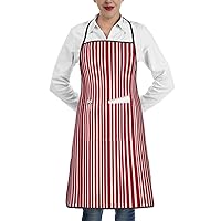 Plaid Red And Black Print Cooking Aprons Grilling Bbq Kitchen Apron Bib Waterdrop Resistant With Pockets For Chef
