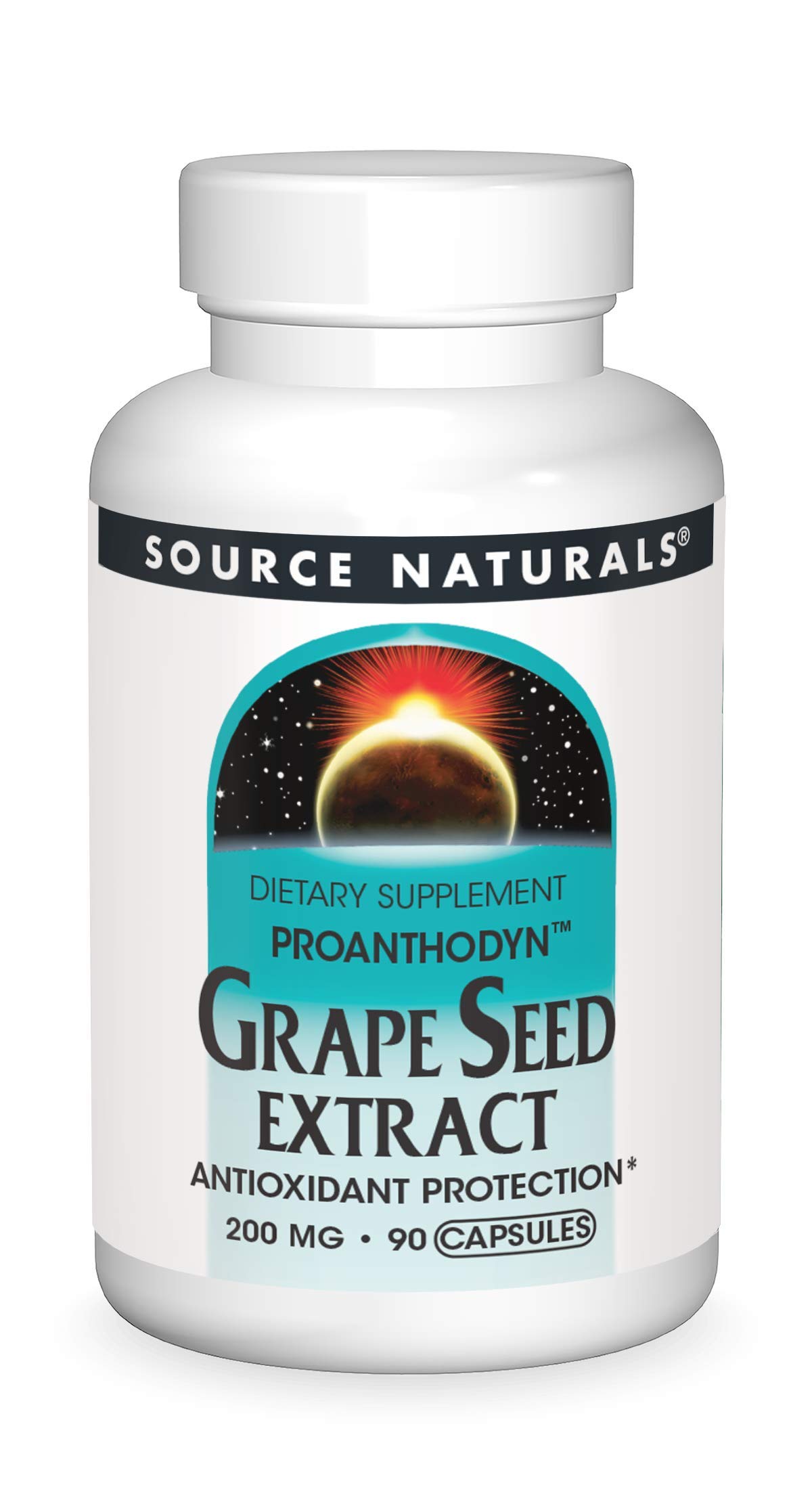 Source Naturals Grape Seed Extract, Proanthodyn 200 mg Antioxidant Protection & Supports Healthy Aging Brain - 90 Capsules