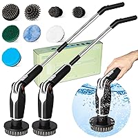 Electric Spin Scrubber with Remote Control, Cordless Shower Scrub Brushes for Cleaning, 8 Replaceable Brush & Adjustable Extension Arm 2 Speeds Power Scrubbers for Clean Bathroom, Floor, Car