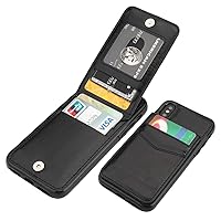 KIHUWEY iPhone X iPhone Xs Case Wallet with Credit Card Holder, Premium Leather Magnetic Clasp Kickstand Heavy Duty Protective Cover for iPhone Xs/X 5.8 Inch(Black)