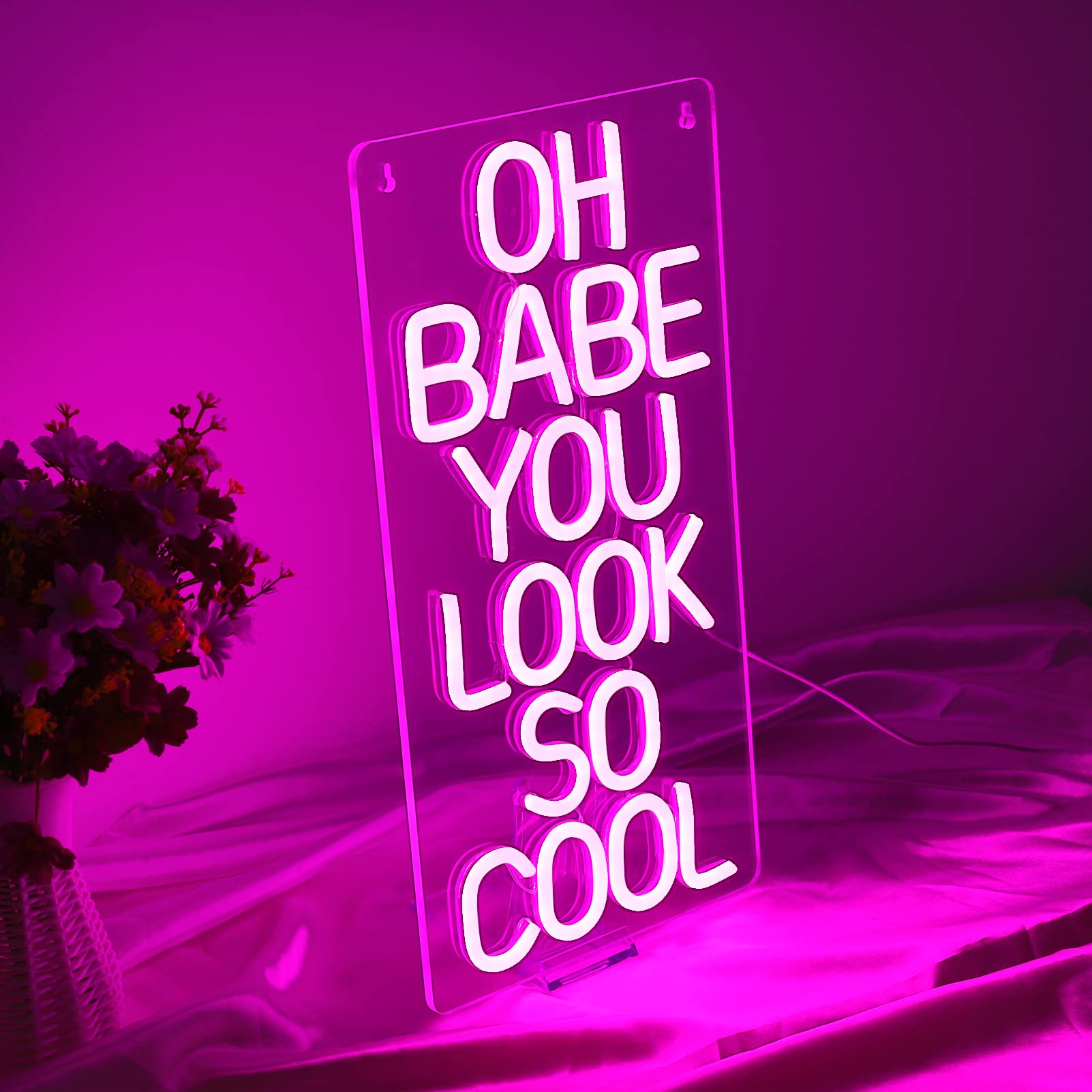 Mua Xiyunte Oh Babe You Look So Cool Neon Sign Dimmable Led Neon Lights For  Girls Room Decor Usb Powered Pink Neon Signs For Wall Decor Pub Store Man  Cave Party Ideal