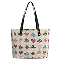 Womens Handbag Poker Card Patterns Leather Tote Bag Top Handle Satchel Bags For Lady