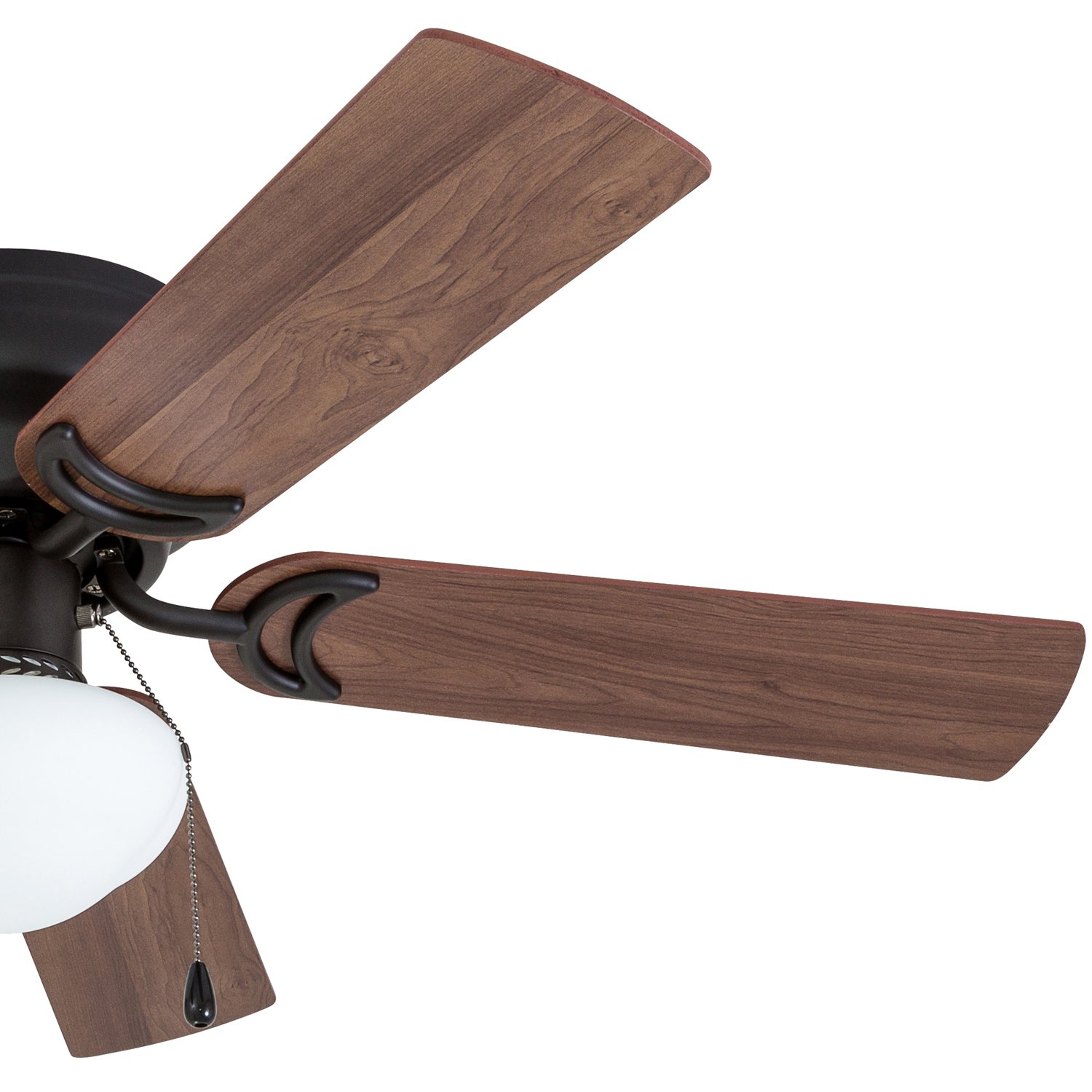 Prominence Home Alvina, 42 Inch Traditional Flush Mount Indoor LED Ceiling Fan with Light, Pull Chain, Dual Finish Blades, Reversible Motor - 50860-01 (Bronze)