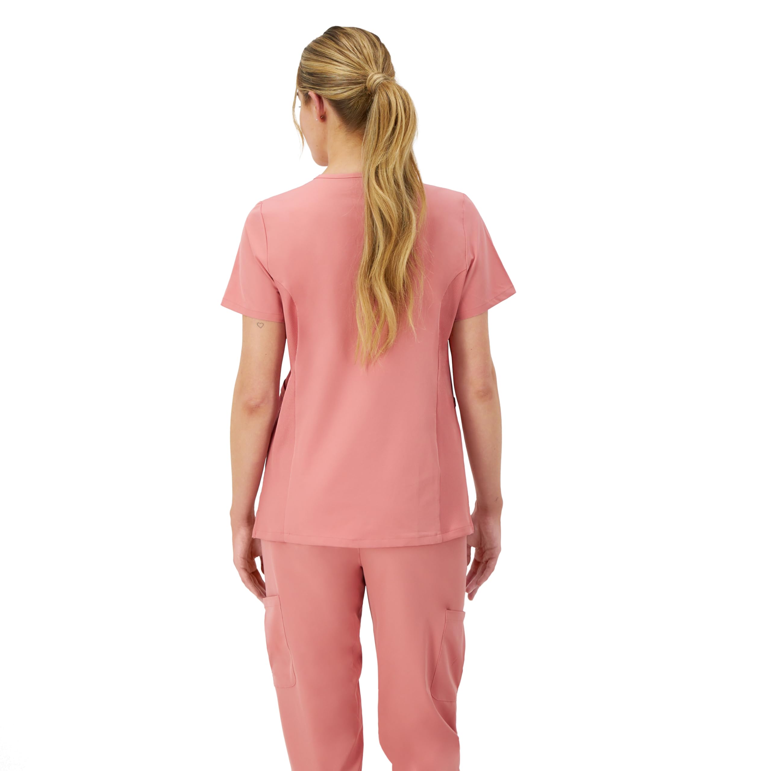 Hanes Women's Healthcare Top, Moisture-Wicking Stretch Scrub Shirts, Ribbed Side Panels