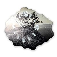 Kreative Feder Designer Wall Clock Stone (Concrete) with Whisper Quiet Movement - Tree Lonely (Quiet Radio-Controlled Clockwork)