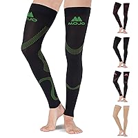 Mojo Compression Socks Small Thigh Leg Sleeve: 20-30mmHg Graduated Support, Black/Green - Ideal for Post-Thrombotic Syndrome & Chronic Venous Insufficiency - 1 Pair
