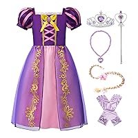 ReliBeauty Girls Dress Puff Sleeve Princess Costume, 2T-3T, Purple(with Accessories)