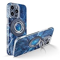 GVIEWIN Bundle - Compatible with iPhone 15 Pro Case (Star Abyss/Blue) + Magnetic Phone Ring Holder (Dark Blue)