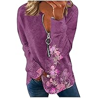 Long Sleeve Shirts for Women Round Neck Tops Cotton Women's Casual Fashion Print Crew Neck Pullover Top Blouse