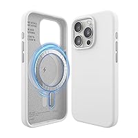 elago Magnetic Silicone Case Compatible with iPhone 15 Pro Case 6.1 Inch Compatible with All MagSafe Accessories - Built-in Magnets, Soft Grip Silicone, Shockproof (White)