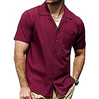 VATPAVE Mens Casual Short Sleeve Button Down Shirts Wrinkle Free Summer Beach Shirts with Pocket