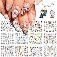BSBTBZ Paper Christmas Nail Stickers, 12 Sheets, Waterproof, A8 Color, for Women Manicure Decorations