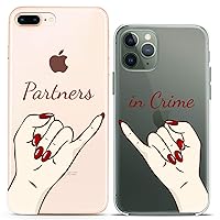 Matching Couple Cases Compatible for iPhone 15 14 13 12 11 Pro Max Mini Xs 6s 8 Plus 7 Xr 10 SE 5 Hands Design Cute Partners in Crime Red Flexible Slim fit Nice Nails Print Clear Cover Friends