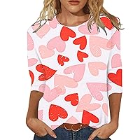 Funny T Shirts for Women Heart Printing Mock Neck Long Sleeve Blouses Date Soft Womens Casual Tops