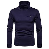 Men's Slim Fit Turtleneck Undershirt Long Sleeve Soft Comfy Stretch T-Shirts Casual Solid Knitted Thermal Pullover Top