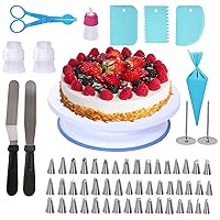 Uten 60PCs Cake Decorating Supplies Kit, Cake Decorating Stand Set with 11'' Cake Turntable, 48 Numbered Icing Piping Tips, 2 Spatulas, 3 Icing Comb Scraper, 1 Scissor, 1 Piping Bags, Baking Tools