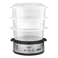 9.5 QT Triple Tier Digital Food Steamer, Healthy Fast Simultaneous Cooking, Stackable Baskets for Vegetables or Meats, Rice/Grains Tray, Auto Shutoff & Boil Dry Protection, Stainless Steel