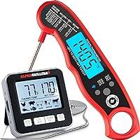 Alpha Grillers Digital Meat Thermometer and Oven Thermometer with Probe Bundle