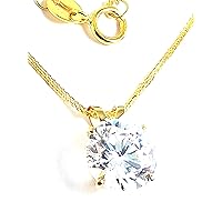18k SOLID Gold LUXURY WOMENS DAY gift for her 8mm Diamond Necklace Pendant 1.5 carat SOLITAIRE DIAMOND Floating Diamond Necklace Yellow gold HANDMADE Jewellery for women Bday Anniversary WOMENS DAY