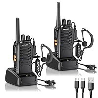 Walkie Talkies 888s, Two-Way Radio Rechargeable Walkie Ttalkie, with Original Earpieces, with 2-in-1 Type-C Charging Cable & Charging Station（2 Pack）