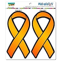 Orange Awareness Support Ribbon - Leukemia Multiple Sclerosis Automotive Car Refrigerator Locker Vinyl Magnet Set
