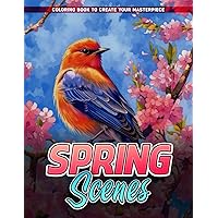Spring Scenes Coloring Book: Feature 50 Unique Spring Vibe Designs with Flowers and Animals For Adults