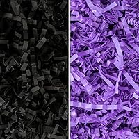 MagicWater Supply - Black & Purple (1 LB per color) - Crinkle Cut Paper Shred Filler great for Gift Wrapping, Basket Filling, Birthdays, Weddings, Anniversaries, Valentines Day