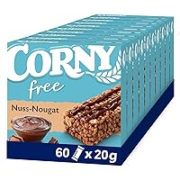 Cereal Bar Corny Free Nut Nougat, No Added Sugar, 69 kcal per Bar, 60 x 20 g