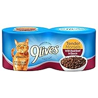 9Lives Tender Morsels With Real Beef In Sauce Wet Cat Food, 5.5 Ounce Can (Pack of 24)