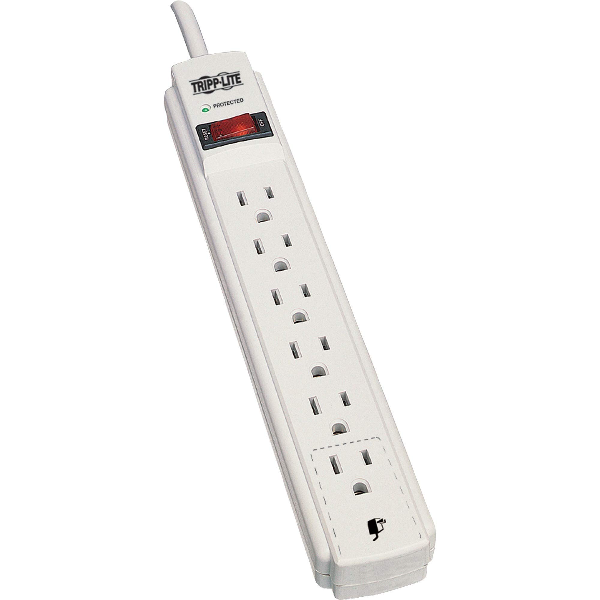 Tripp Lite 6 Outlet Surge Protector Power Strip, Extra Long Cord 15ft, & $20,000 INSURANCE (TLP615) Gray