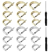 18Pcs D-Rings Screw in Shackle,3 Size Horseshoe U Shape D Ring Screw in Shackle Semicircle D Ring with 2Pcs Screwdriver DIY Leather Strap Craft Purse Replacement