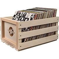 Crosley AC1004A-NA Record Storage Crate Holds Up to 75 Albums, Natural